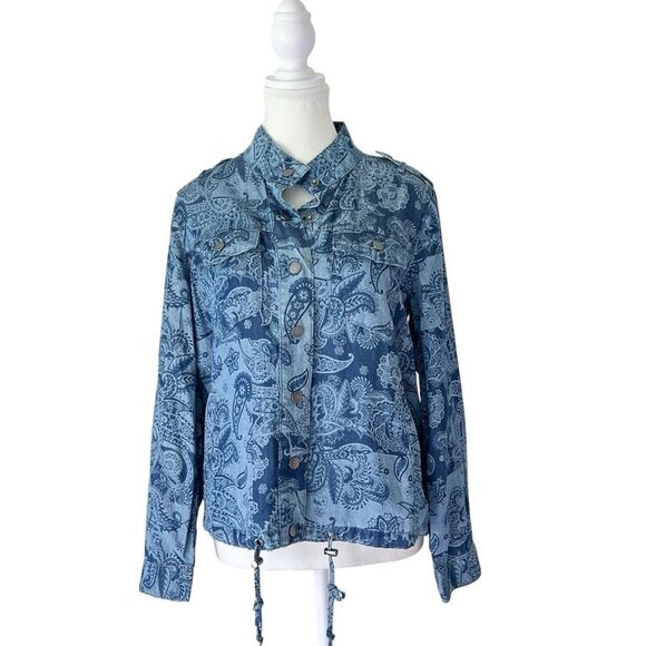 Chico’s Paisley Chambray Utility Jacket Size Small - Picture 1 of 11